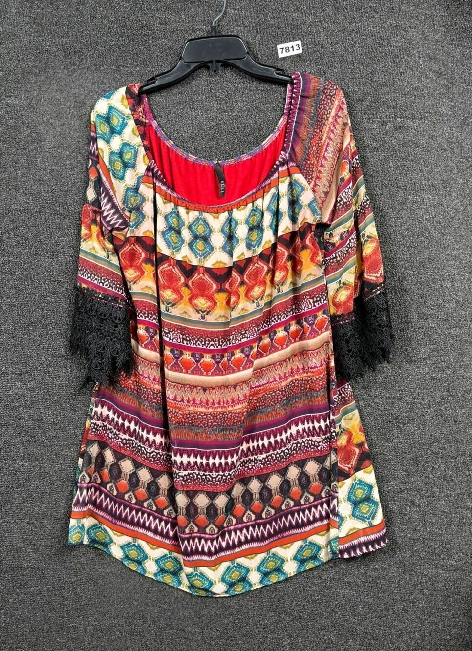 Voll Shift Dress Split Handkerchief Sleeve Womens Size XL Multicolor Boho